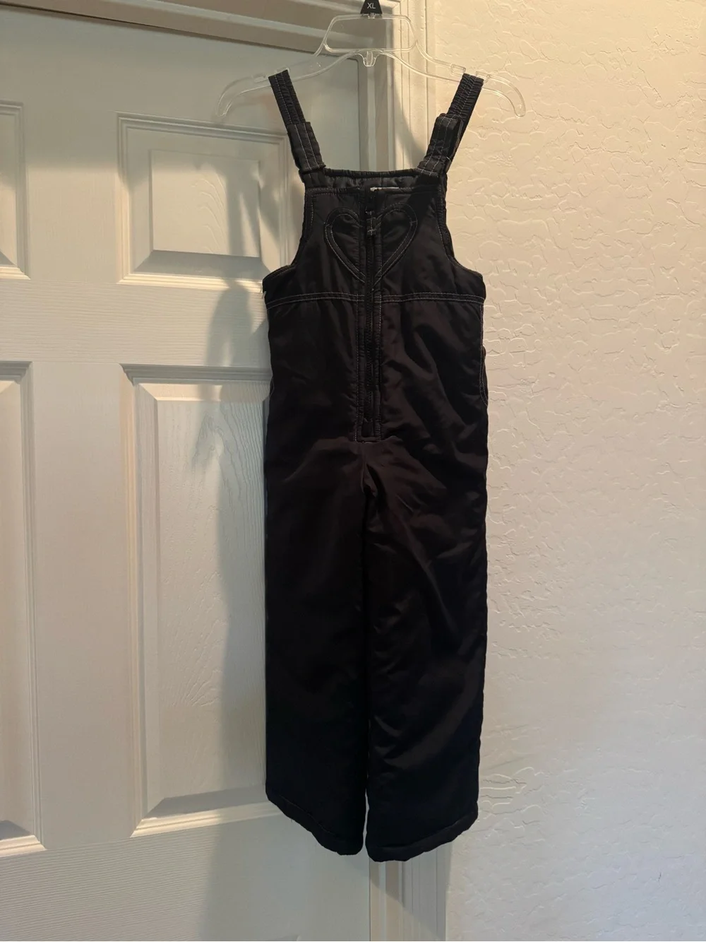 Oshkosh B'gosh Girls Black Snow Suit Bib Overalls With Front Heart Size 4